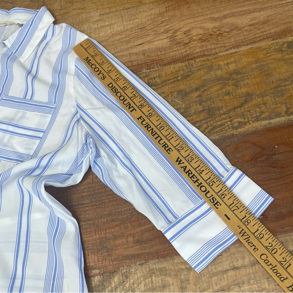 NWOT Soft Surroundings Large petite Stripe Button Down Long Sleeve Shirt - Picture 5 of 9